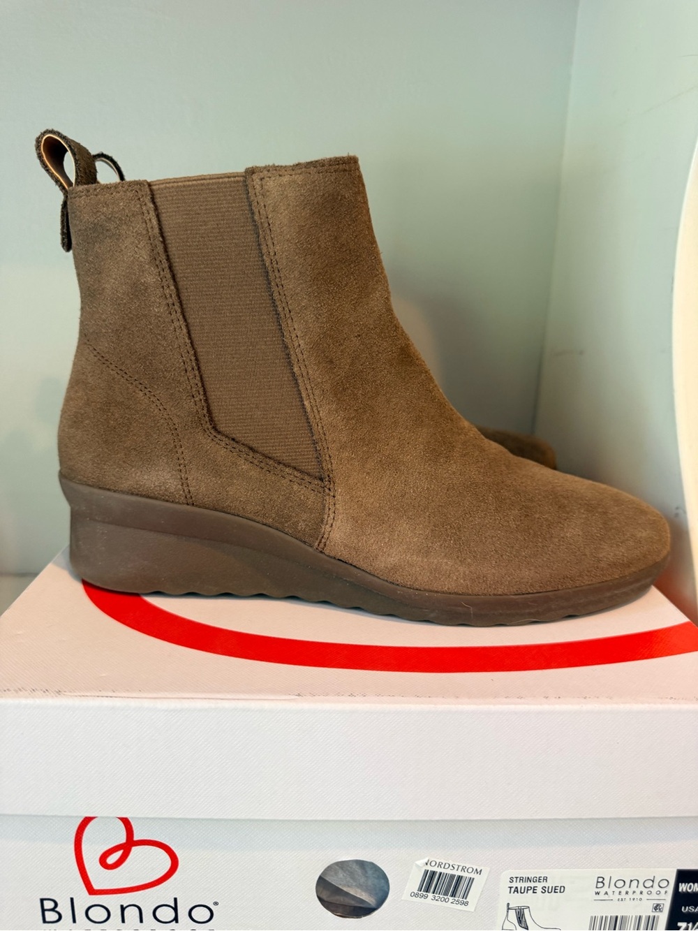 Blondo Taupe Suede Ankle Booties